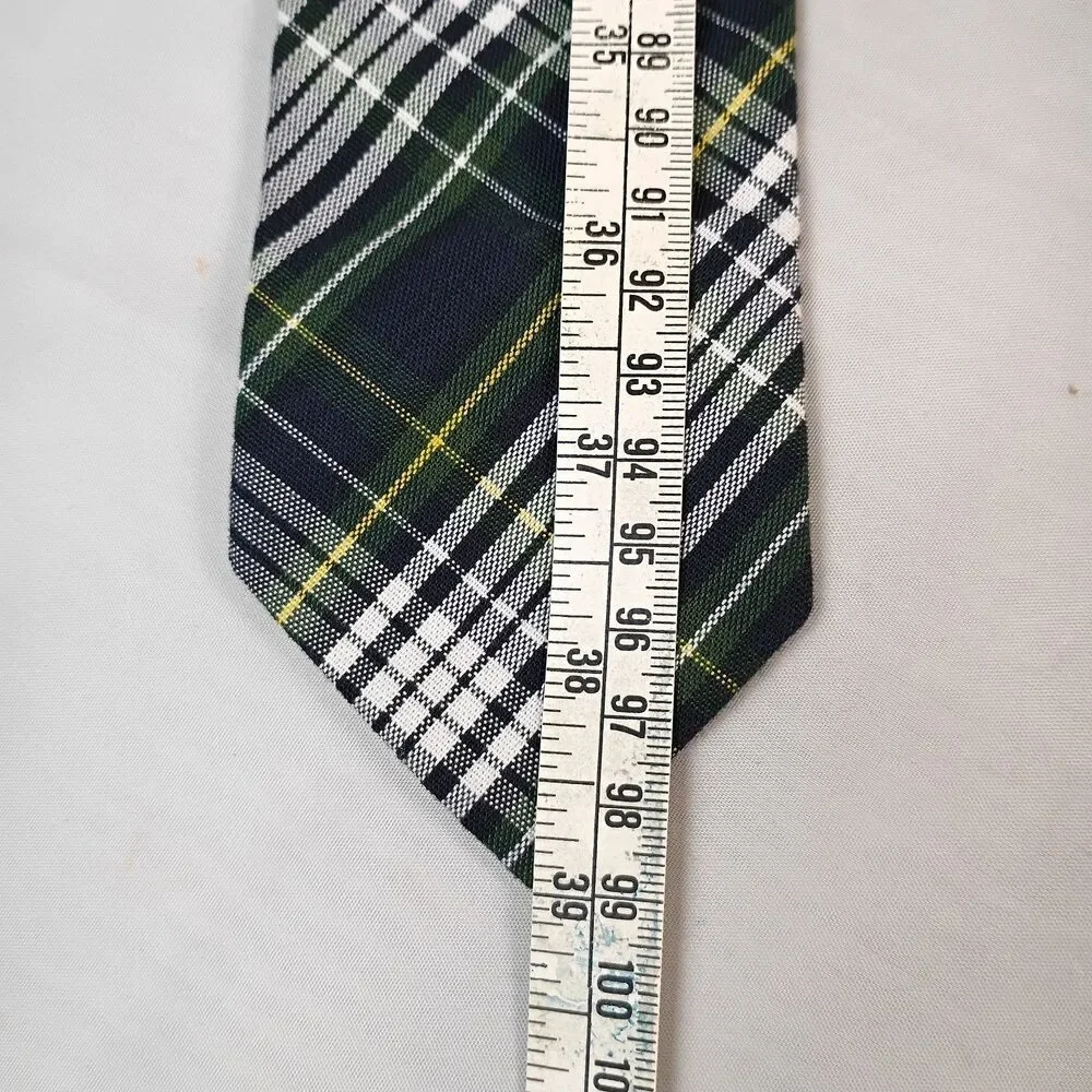 Kids Plaid Green Blue Preppy‎ Boy's Skinny Neck Tie RN 108750 Uniform NO CLIP